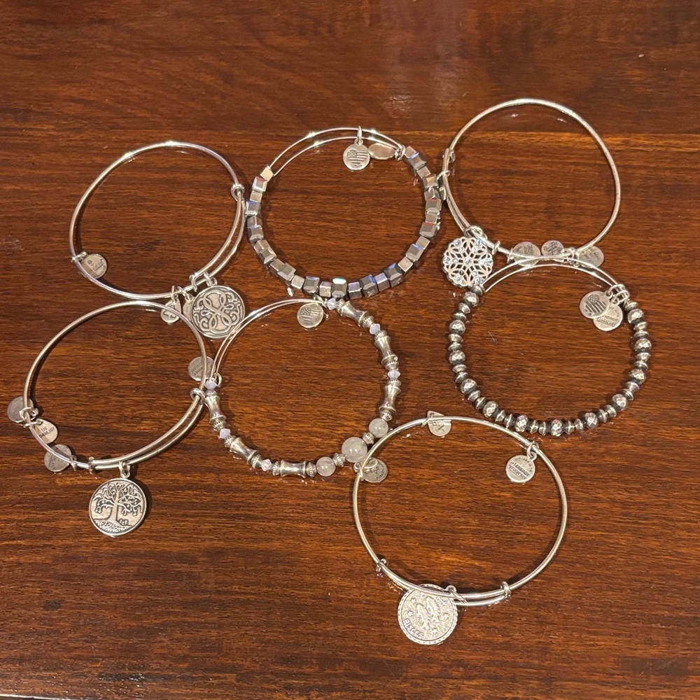 Alex and Ani Silver-Tone Charm Bangle Bracelet Set - Silver